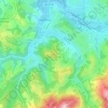 Mappa topografica Munoaundi, altitudine, rilievo