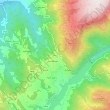 Mappa topografica Fiegni, altitudine, rilievo