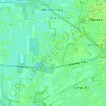 Mappa topografica Hoog-Duurswoude, altitudine, rilievo