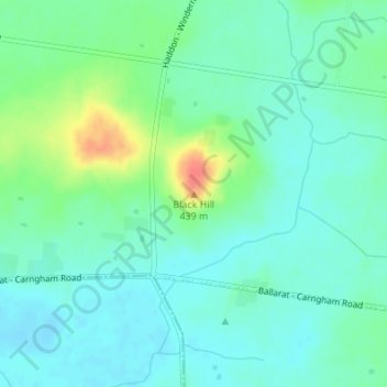 Mappa topografica Black Hill, altitudine, rilievo