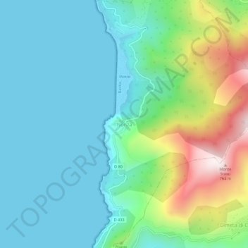 Mappa topografica Nonza, altitudine, rilievo