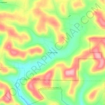 Mappa topografica Green Valley, altitudine, rilievo