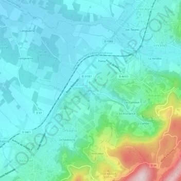 Mappa topografica Vercia, altitudine, rilievo