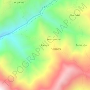 Mappa topografica Pisuquia, altitudine, rilievo