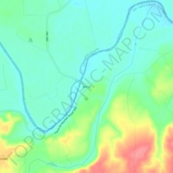 Mappa topografica Bend, altitudine, rilievo