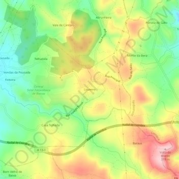 Mappa topografica Loureiro, altitudine, rilievo