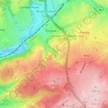 Mappa topografica En Pied-Vache, altitudine, rilievo