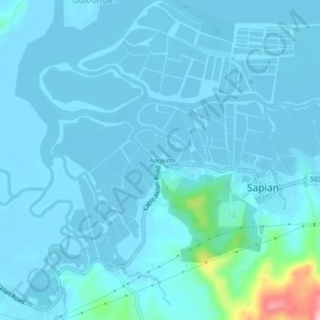 Mappa topografica Angkin, altitudine, rilievo