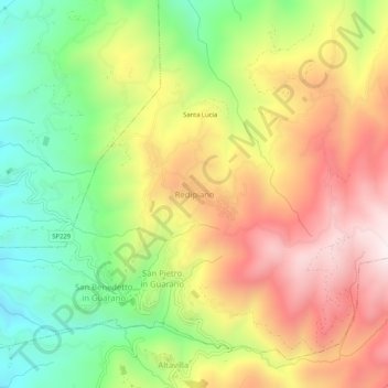 Mappa topografica Redipiano, altitudine, rilievo