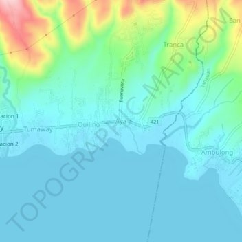 Mappa topografica Aya, altitudine, rilievo