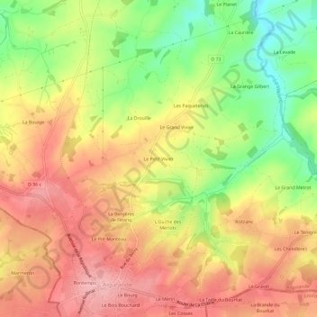 Mappa topografica Le Petit Vivier, altitudine, rilievo