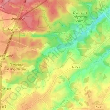 Mappa topografica Gaillemarde, altitudine, rilievo