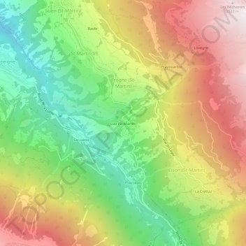 Mappa topografica Liez (St-Martin), altitudine, rilievo
