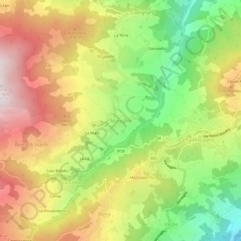 Mappa topografica Mocogno, altitudine, rilievo