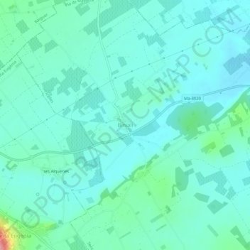 Mappa topografica Biniali, altitudine, rilievo