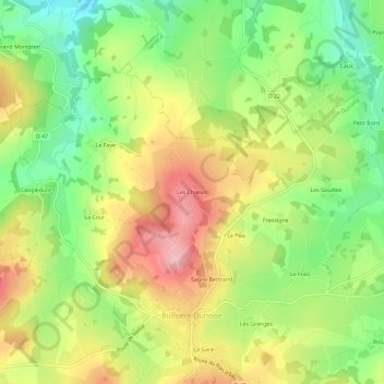 Mappa topografica Les Chaises, altitudine, rilievo