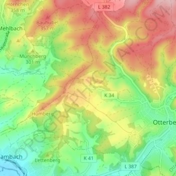 Mappa topografica Lauerhof, altitudine, rilievo