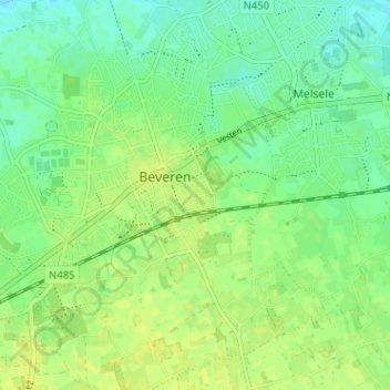 Mappa topografica Cortewallewijk, altitudine, rilievo