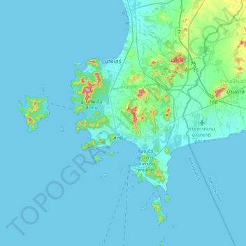Mappa topografica Khet Udomsak, altitudine, rilievo