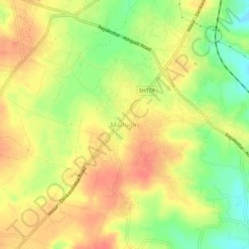 Mappa topografica Mathigiri, altitudine, rilievo
