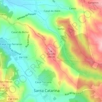 Mappa topografica Castelo, altitudine, rilievo