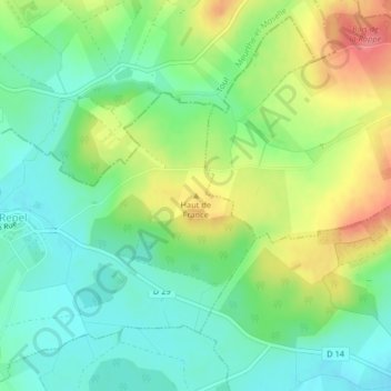 Mappa topografica Haut de France, altitudine, rilievo