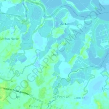 Mappa topografica Lawis, altitudine, rilievo