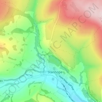 Mappa topografica Crawleyside, altitudine, rilievo