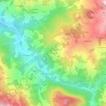 Mappa topografica Cà Chiodino, altitudine, rilievo