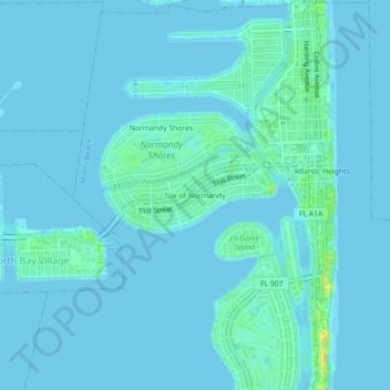 Mappa topografica Isle of Normandy, altitudine, rilievo
