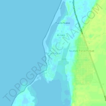 Mappa topografica Parachique, altitudine, rilievo