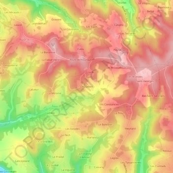 Mappa topografica Les Grises, altitudine, rilievo