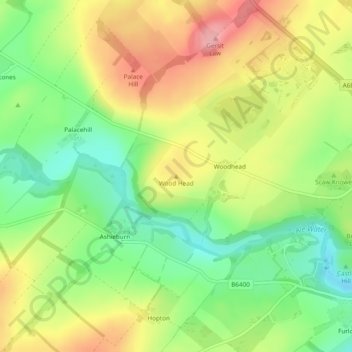 Mappa topografica Wood Head, altitudine, rilievo