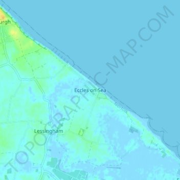 Mappa topografica Eccles on Sea, altitudine, rilievo