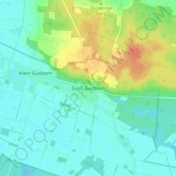 Mappa topografica Groß Gusborn, altitudine, rilievo