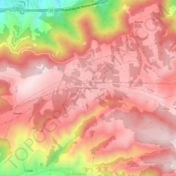 Mappa topografica Via Purgatorio, altitudine, rilievo