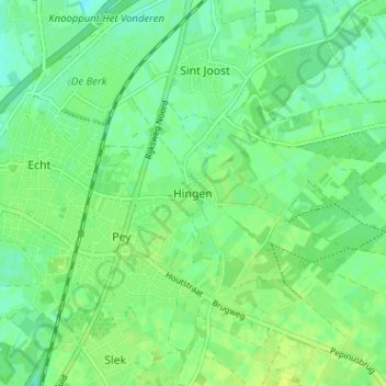 Mappa topografica Hingen, altitudine, rilievo