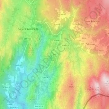 Mappa topografica Bico, altitudine, rilievo