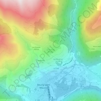 Mappa topografica Les Échines Dessous, altitudine, rilievo