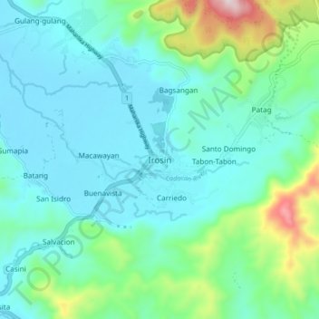 Mappa topografica Irosin, altitudine, rilievo