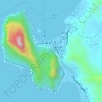 Mappa topografica Taraw Peak, altitudine, rilievo