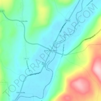 Mappa topografica South New Berlin, altitudine, rilievo