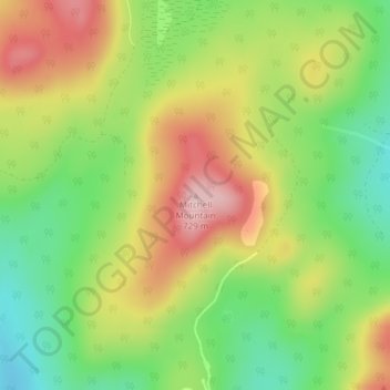 Mappa topografica Mitchell Mountain, altitudine, rilievo