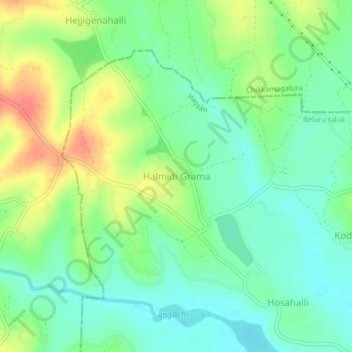 Mappa topografica Halmidi Grama, altitudine, rilievo