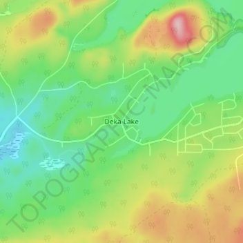 Mappa topografica Deka Lake, altitudine, rilievo