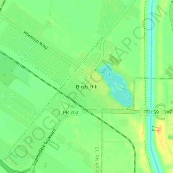 Mappa topografica Birds Hill, altitudine, rilievo