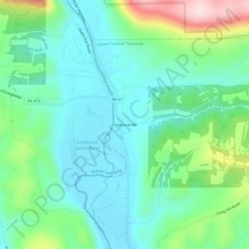 Mappa topografica Loyalsockville, altitudine, rilievo