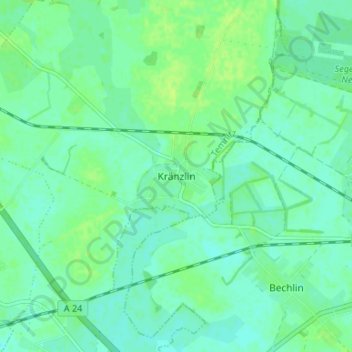 Mappa topografica Kränzlin, altitudine, rilievo