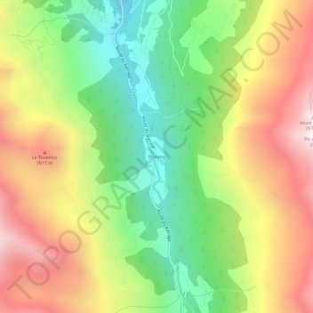 Mappa topografica Pralong, altitudine, rilievo