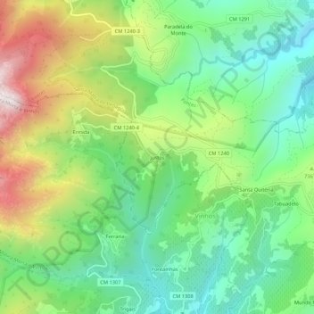 Mappa topografica Justos, altitudine, rilievo